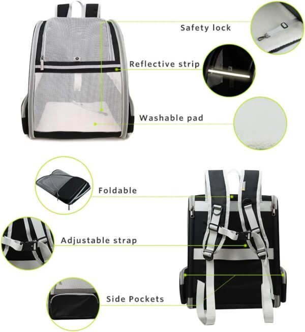 Sac à dos de transport innovant pour chats et chiens (noir)