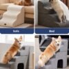 Rampe d'escalier incurvée grise pour chiens, pour lits hauts